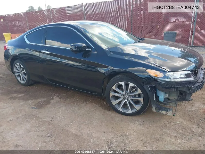 1HGCT2B81EA004743 2014 Honda Accord Ex-L V-6