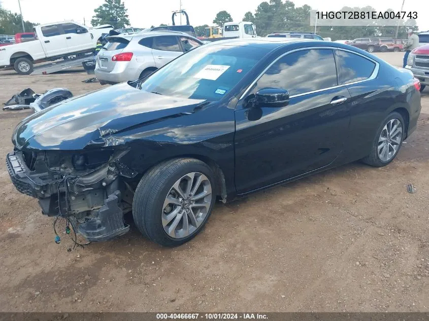 1HGCT2B81EA004743 2014 Honda Accord Ex-L V-6