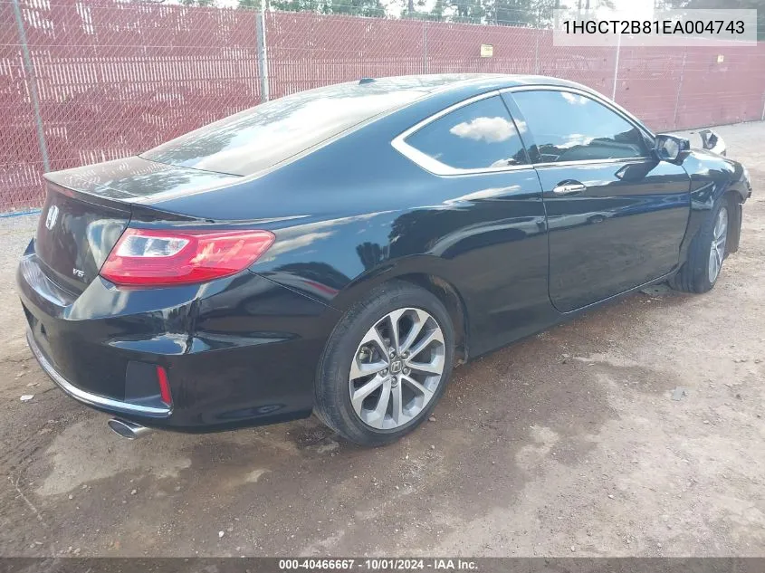 1HGCT2B81EA004743 2014 Honda Accord Ex-L V-6