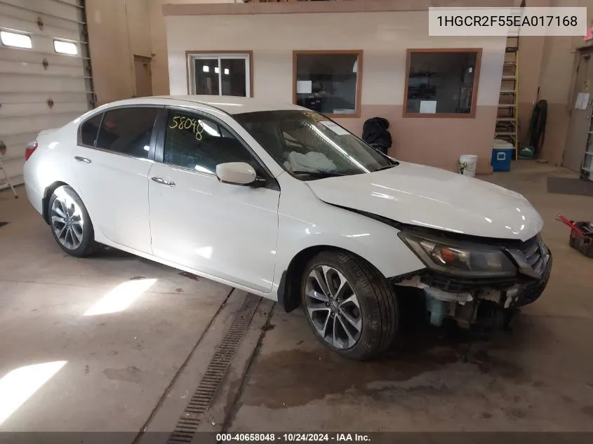 1HGCR2F55EA017168 2014 Honda Accord Sport