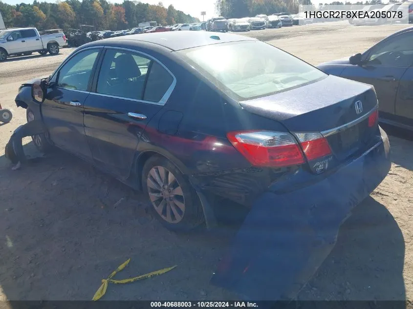 2014 Honda Accord Ex-L VIN: 1HGCR2F8XEA205078 Lot: 40688003