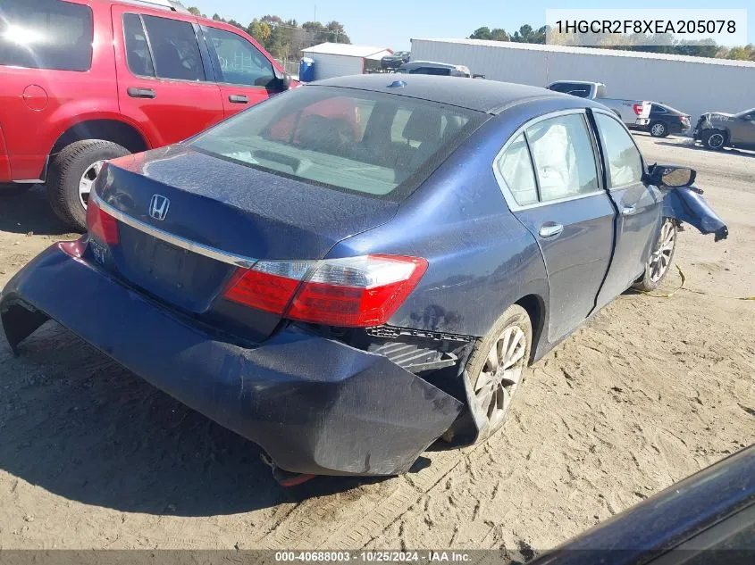 2014 Honda Accord Ex-L VIN: 1HGCR2F8XEA205078 Lot: 40688003