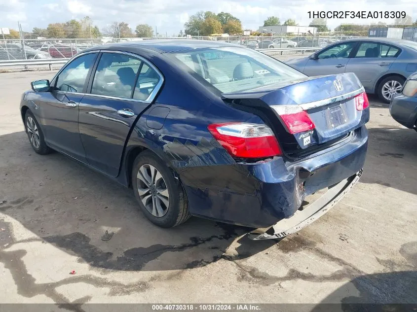 2014 Honda Accord Lx VIN: 1HGCR2F34EA018309 Lot: 40730318