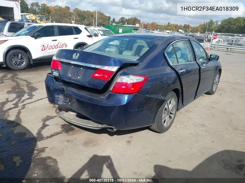 2014 Honda Accord Lx VIN: 1HGCR2F34EA018309 Lot: 40730318