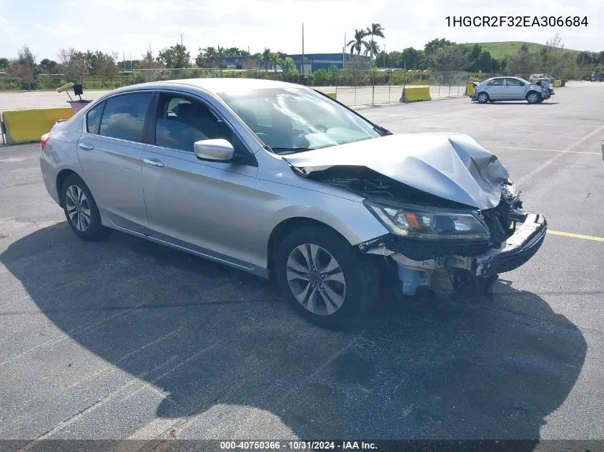 2014 Honda Accord Lx VIN: 1HGCR2F32EA306684 Lot: 40750366