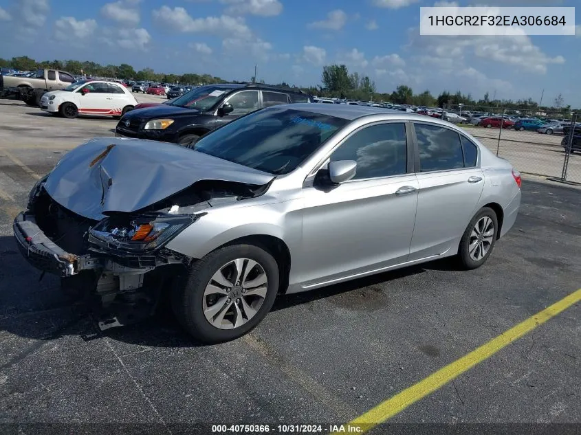 2014 Honda Accord Lx VIN: 1HGCR2F32EA306684 Lot: 40750366