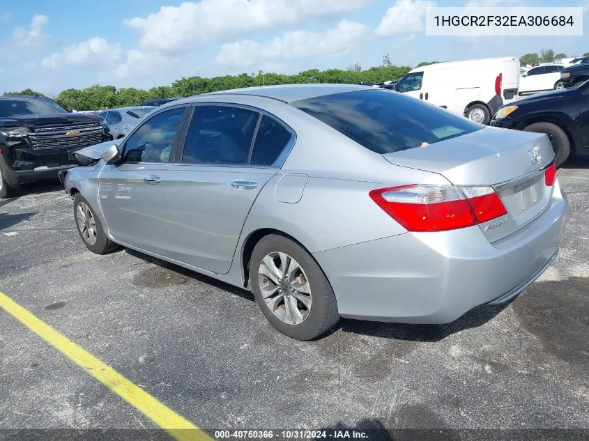 2014 Honda Accord Lx VIN: 1HGCR2F32EA306684 Lot: 40750366