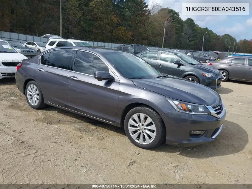 2014 Honda Accord Ex-L V-6 VIN: 1HGCR3F80EA043516 Lot: 40750714