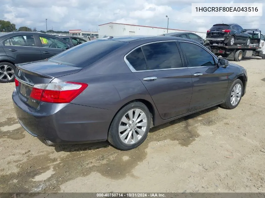 2014 Honda Accord Ex-L V-6 VIN: 1HGCR3F80EA043516 Lot: 40750714