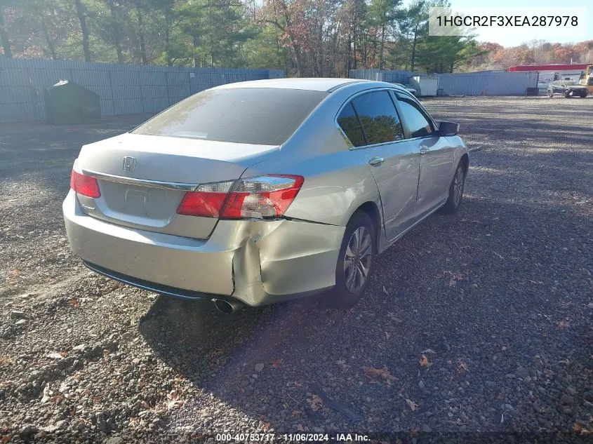 2014 Honda Accord Lx VIN: 1HGCR2F3XEA287978 Lot: 40753717