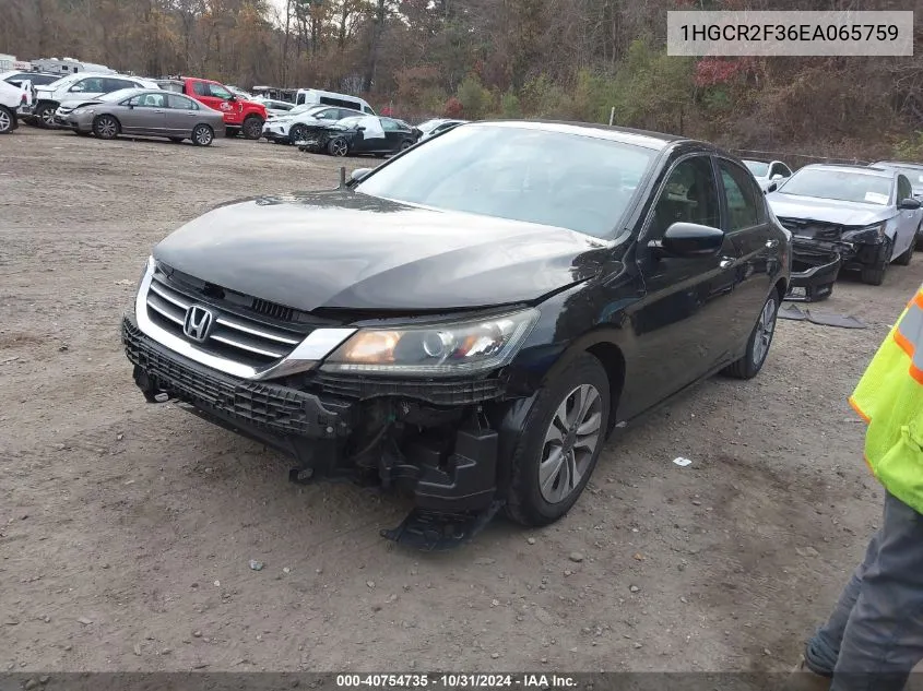 2014 Honda Accord Lx VIN: 1HGCR2F36EA065759 Lot: 40754735