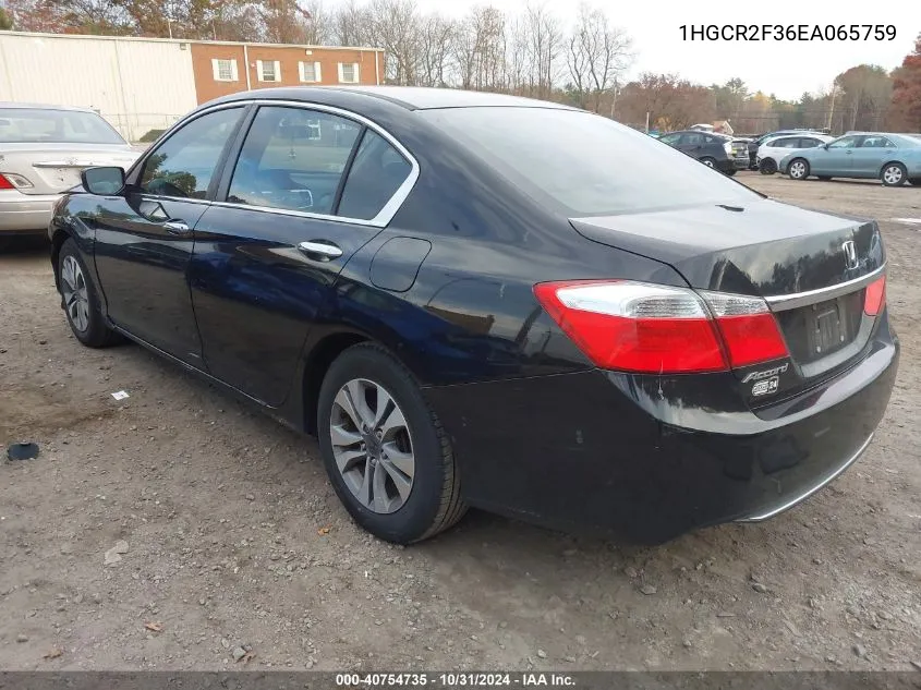 2014 Honda Accord Lx VIN: 1HGCR2F36EA065759 Lot: 40754735