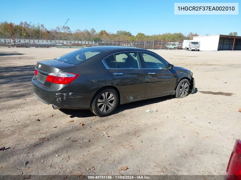 2014 Honda Accord Lx VIN: 1HGCR2F37EA002010 Lot: 40781156