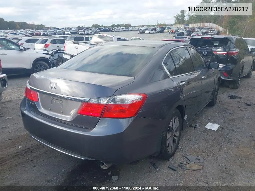 2014 Honda Accord Lx VIN: 1HGCR2F35EA278217 Lot: 40792368