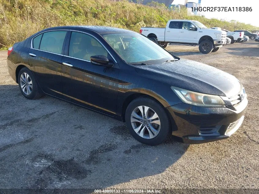 2014 Honda Accord Lx VIN: 1HGCR2F37EA118386 Lot: 40800133