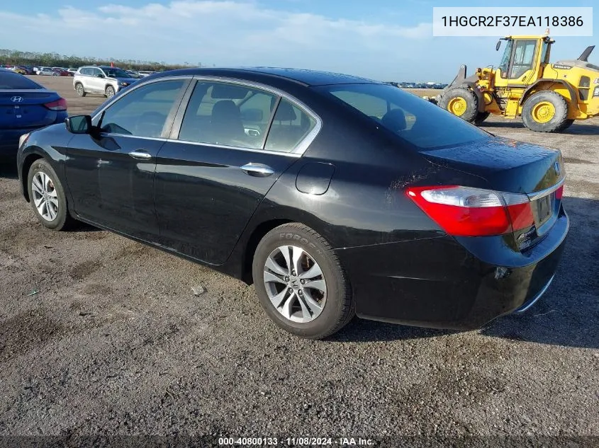 2014 Honda Accord Lx VIN: 1HGCR2F37EA118386 Lot: 40800133