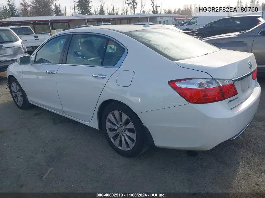 2014 Honda Accord Ex-L VIN: 1HGCR2F82EA180760 Lot: 40802919