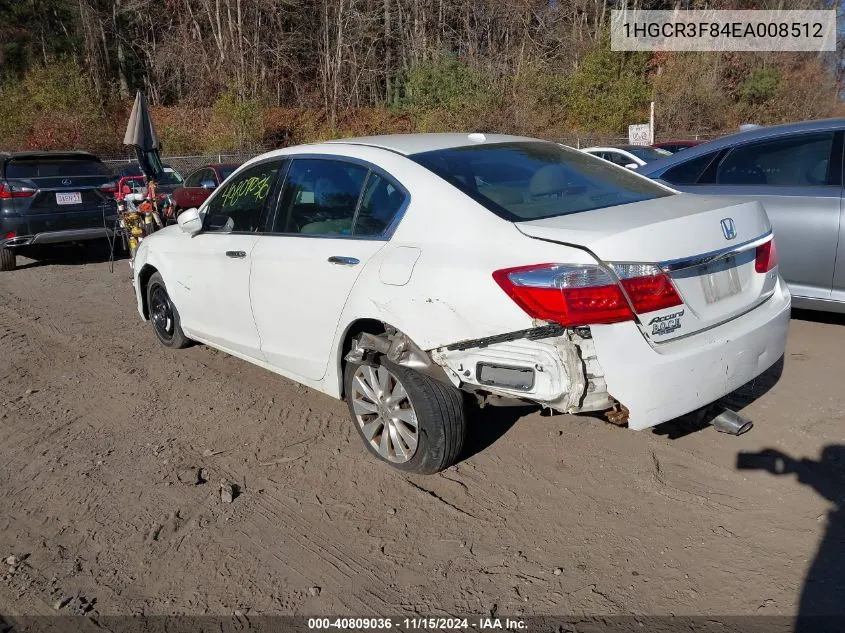 2014 Honda Accord Ex-L V-6 VIN: 1HGCR3F84EA008512 Lot: 40809036