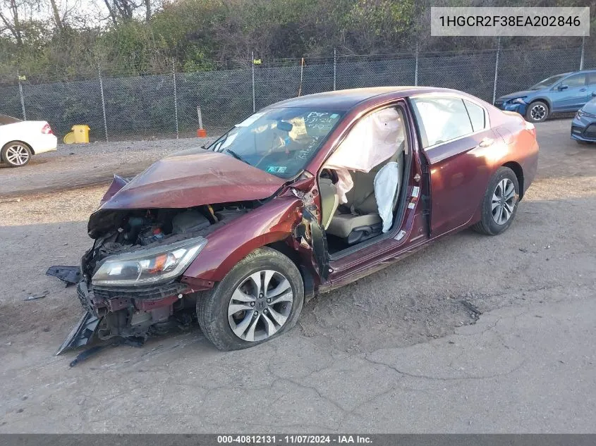 2014 Honda Accord Lx VIN: 1HGCR2F38EA202846 Lot: 40812131