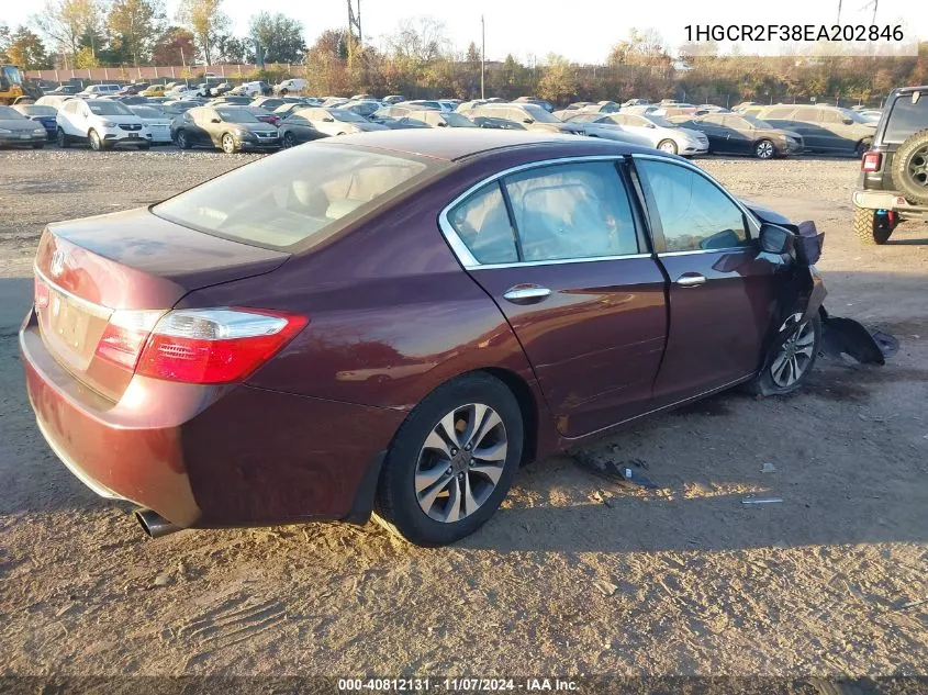 2014 Honda Accord Lx VIN: 1HGCR2F38EA202846 Lot: 40812131