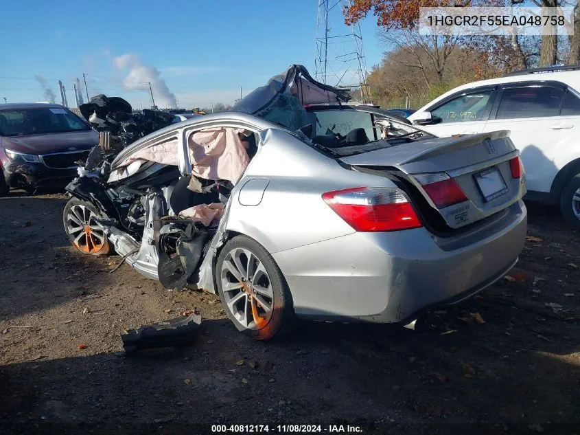 2014 Honda Accord Sport VIN: 1HGCR2F55EA048758 Lot: 40812174