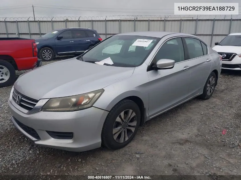 2014 Honda Accord Lx VIN: 1HGCR2F39EA188729 Lot: 40816807