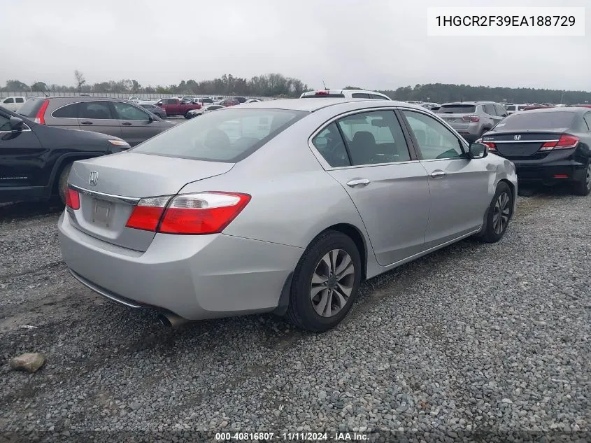 2014 Honda Accord Lx VIN: 1HGCR2F39EA188729 Lot: 40816807