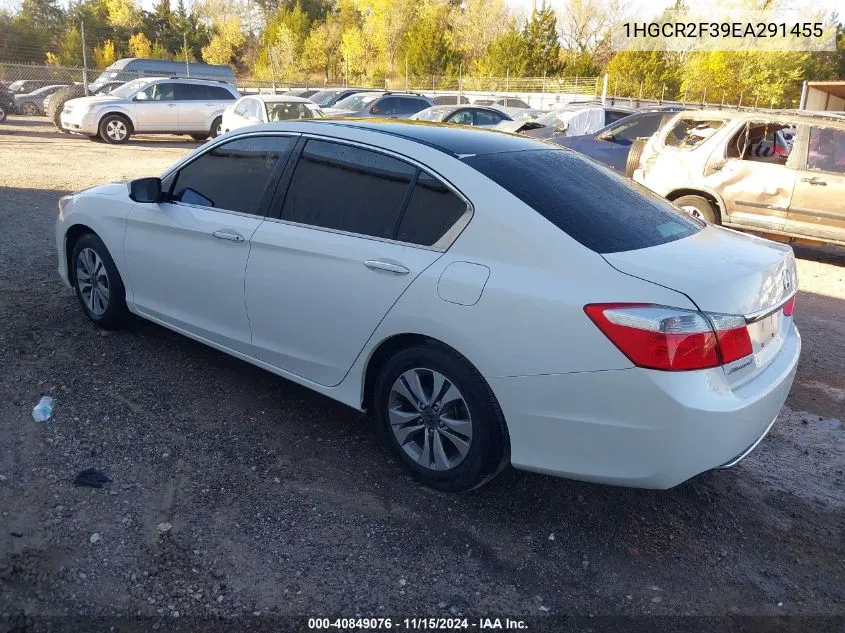 2014 Honda Accord Lx VIN: 1HGCR2F39EA291455 Lot: 40849076