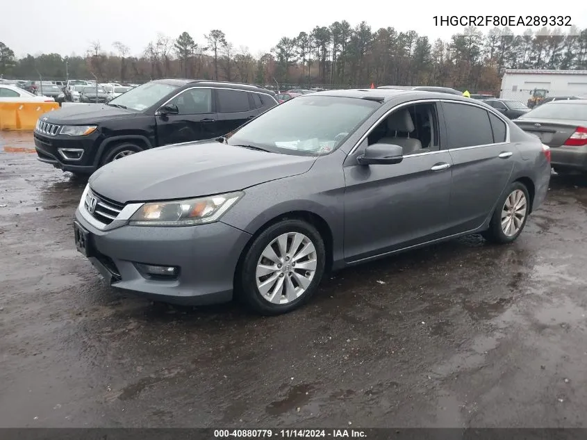 2014 Honda Accord Ex-L VIN: 1HGCR2F80EA289332 Lot: 40880779