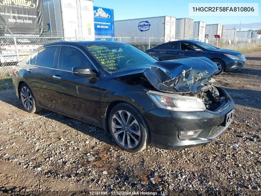 2015 Honda Accord Sedan VIN: 1HGCR2F58FA810806 Lot: 12151895