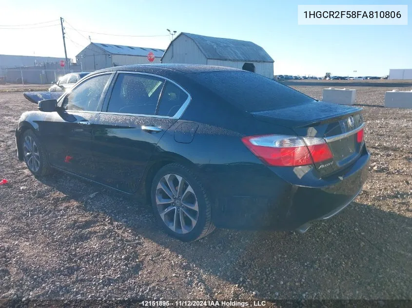 2015 Honda Accord Sedan VIN: 1HGCR2F58FA810806 Lot: 12151895