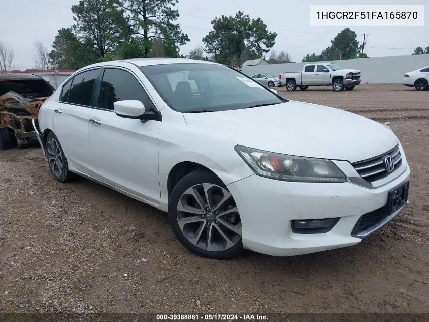 2015 Honda Accord Sport VIN: 1HGCR2F51FA165870 Lot: 39388881