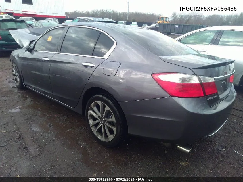 2015 Honda Accord Sport VIN: 1HGCR2F5XFA086486 Lot: 39752744