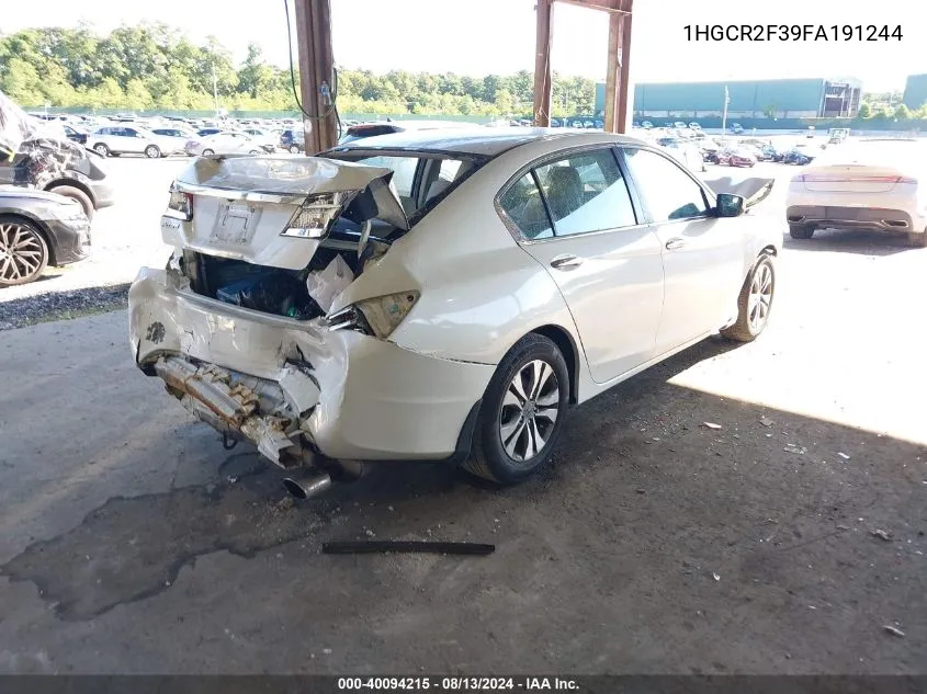 2015 Honda Accord Lx VIN: 1HGCR2F39FA191244 Lot: 40094215