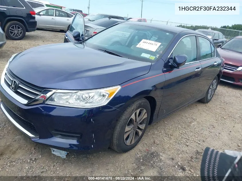 2015 Honda Accord Lx VIN: 1HGCR2F30FA232344 Lot: 40141675