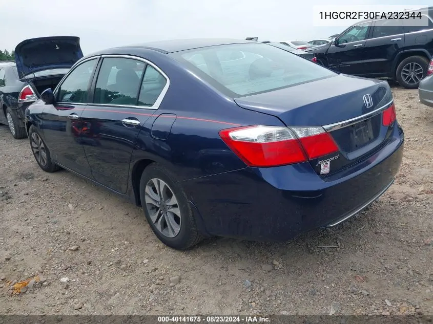 2015 Honda Accord Lx VIN: 1HGCR2F30FA232344 Lot: 40141675