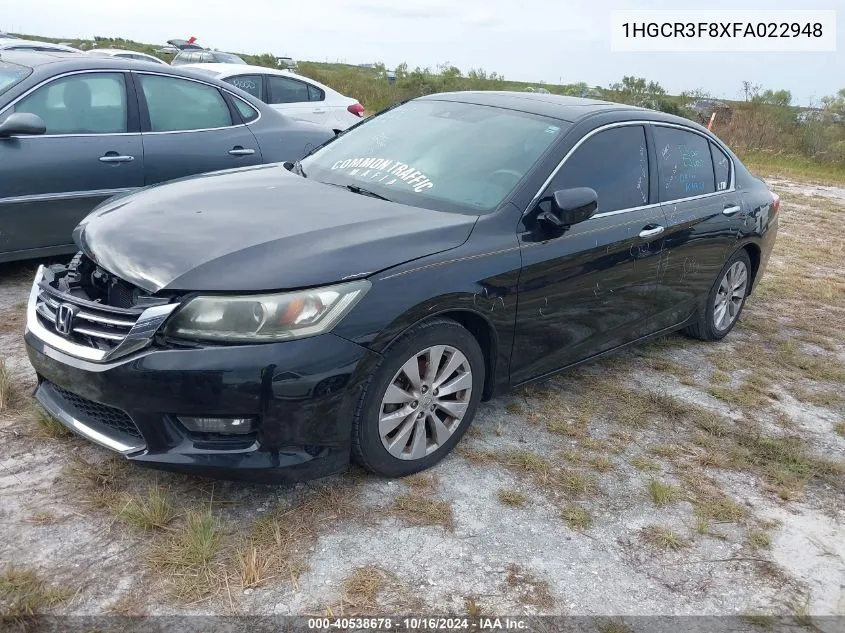 2015 Honda Accord Ex-L V-6 VIN: 1HGCR3F8XFA022948 Lot: 40538678