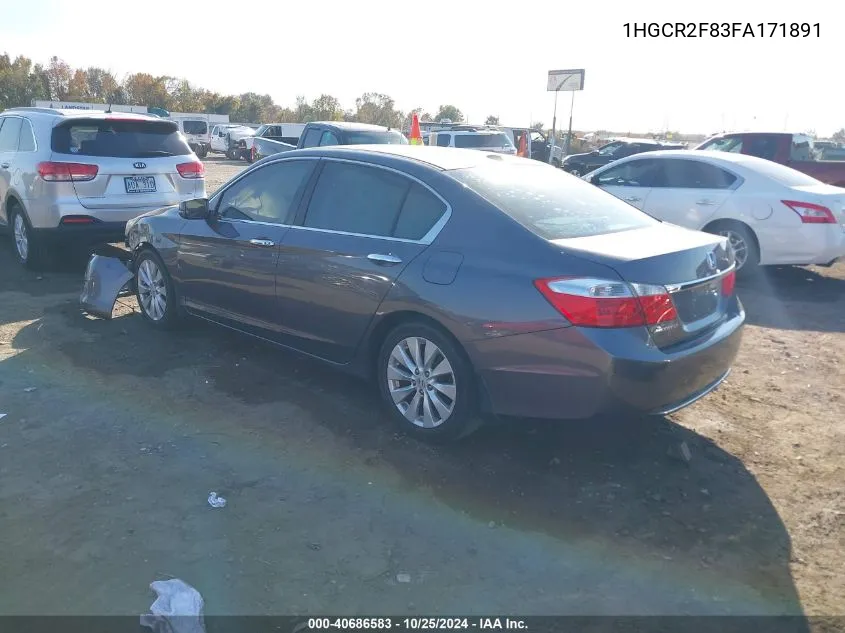 2015 Honda Accord Ex-L VIN: 1HGCR2F83FA171891 Lot: 40686583