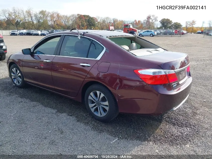 2015 Honda Accord Lx VIN: 1HGCR2F39FA002141 Lot: 40686706