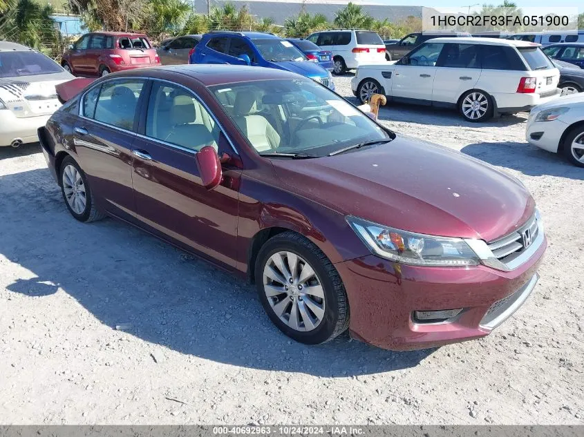 2015 Honda Accord Ex-L VIN: 1HGCR2F83FA051900 Lot: 40692963