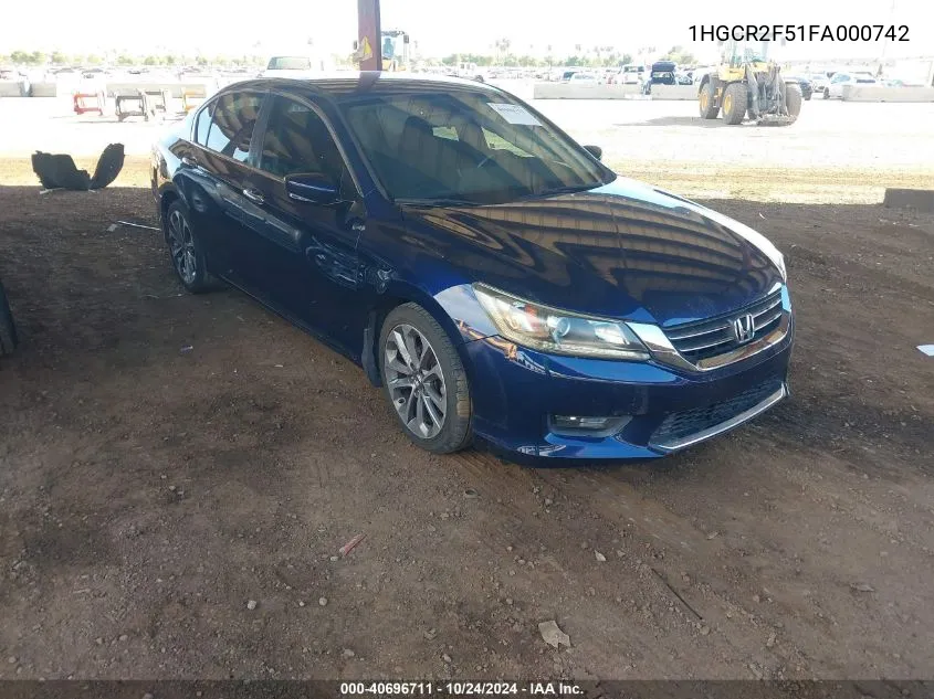 2015 Honda Accord Sport VIN: 1HGCR2F51FA000742 Lot: 40696711