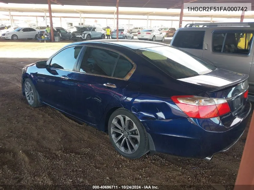 1HGCR2F51FA000742 2015 Honda Accord Sport