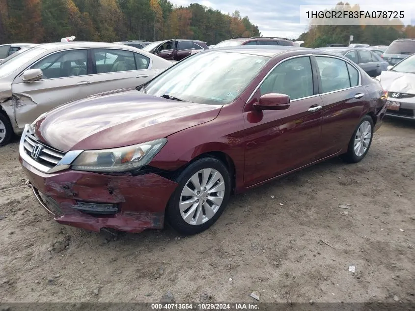 2015 Honda Accord Ex-L VIN: 1HGCR2F83FA078725 Lot: 40713554