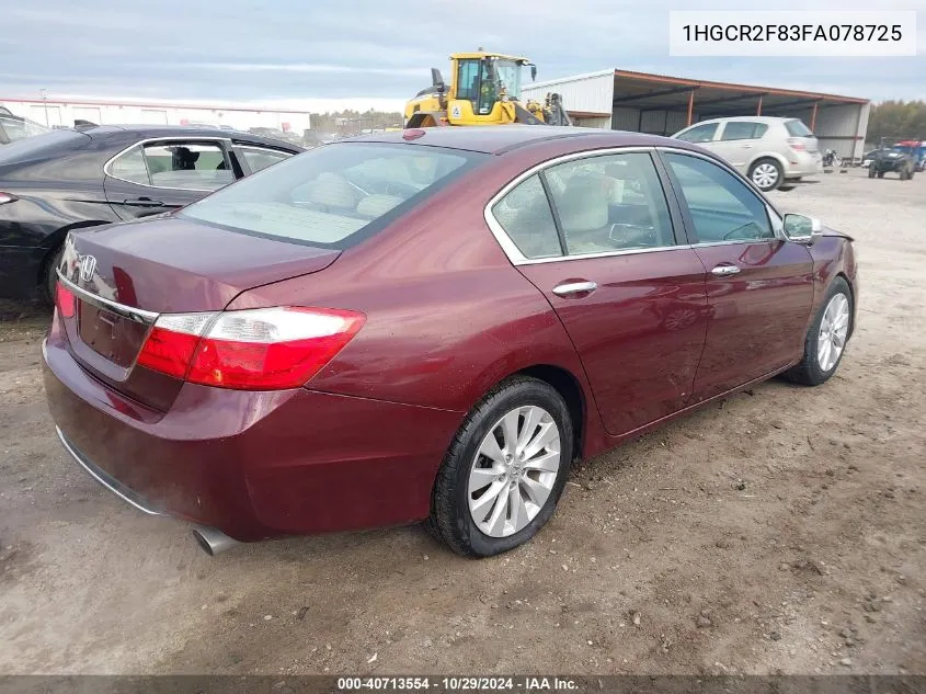 2015 Honda Accord Ex-L VIN: 1HGCR2F83FA078725 Lot: 40713554