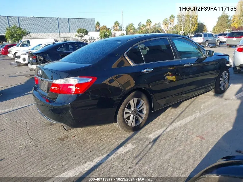 2015 Honda Accord Lx VIN: 1HGCR2F39FA117158 Lot: 40713977