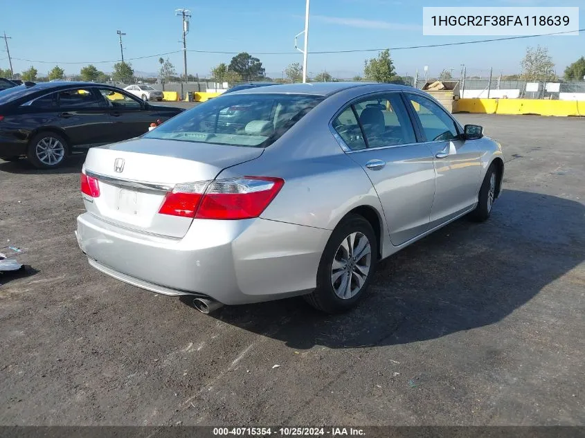 2015 Honda Accord Lx VIN: 1HGCR2F38FA118639 Lot: 40715354