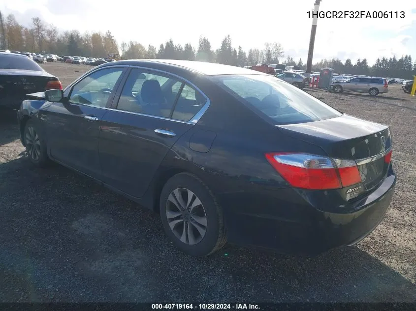 2015 Honda Accord Lx VIN: 1HGCR2F32FA006113 Lot: 40719164