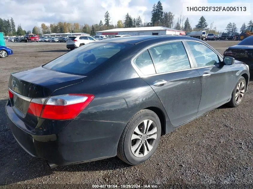 2015 Honda Accord Lx VIN: 1HGCR2F32FA006113 Lot: 40719164