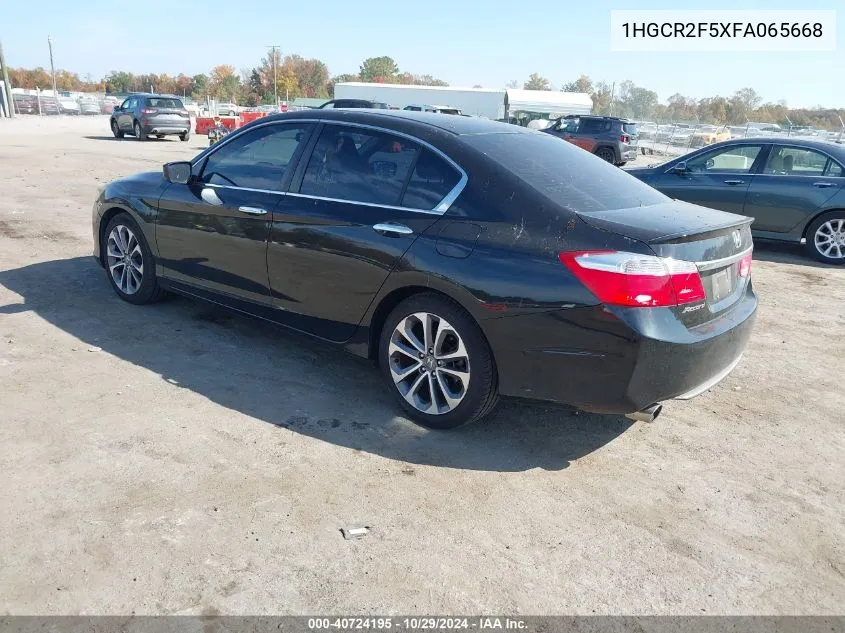 2015 Honda Accord Sport VIN: 1HGCR2F5XFA065668 Lot: 40724195