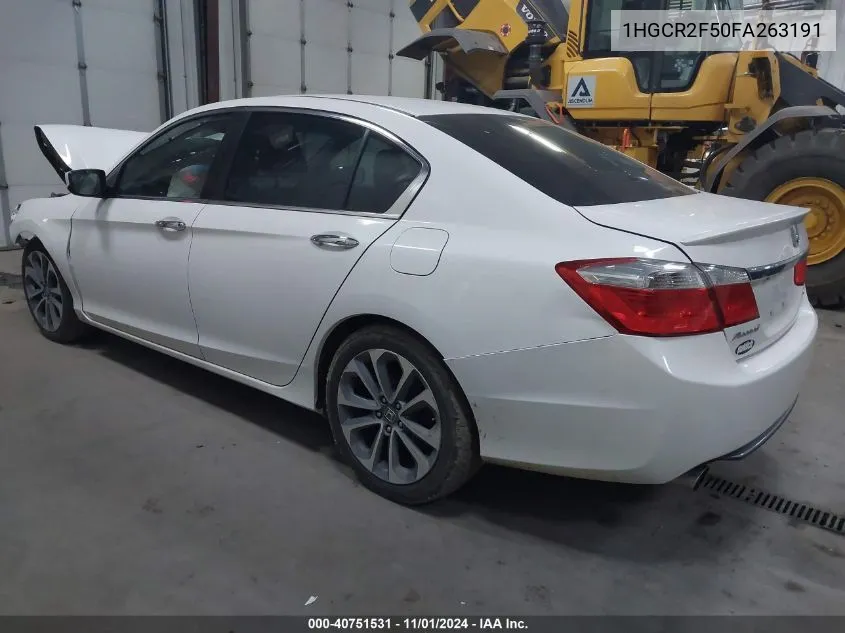 2015 Honda Accord Sport VIN: 1HGCR2F50FA263191 Lot: 40751531